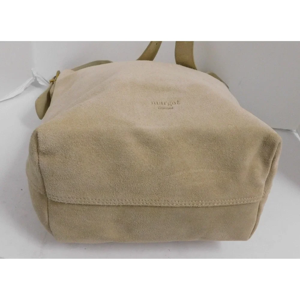 Margot New York Kaye Bucket Suede Leather Tote Bag Beige $156rt